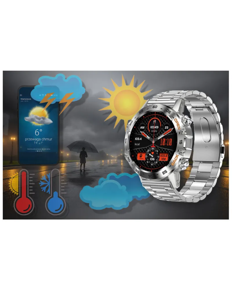 SMARTWATCH MĘSKI GRAVITY GT9-3 - WYKONYWANIE POŁĄCZEŃ, CIŚNIENIOMIERZ (sg021c)