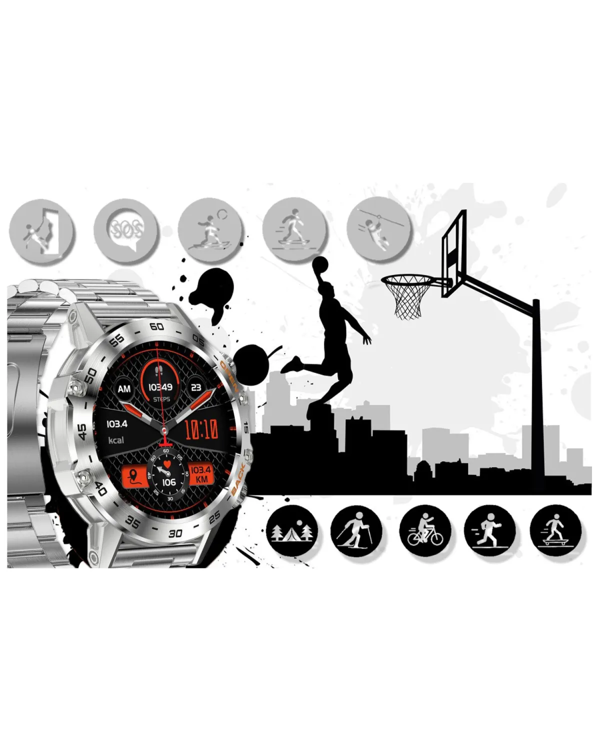 SMARTWATCH MĘSKI GRAVITY GT9-3 - WYKONYWANIE POŁĄCZEŃ, CIŚNIENIOMIERZ (sg021c)