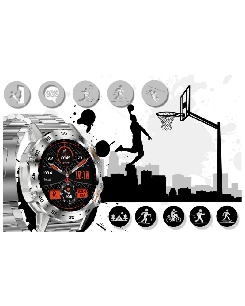 SMARTWATCH MĘSKI GRAVITY GT9-3 - WYKONYWANIE POŁĄCZEŃ, CIŚNIENIOMIERZ (sg021c)