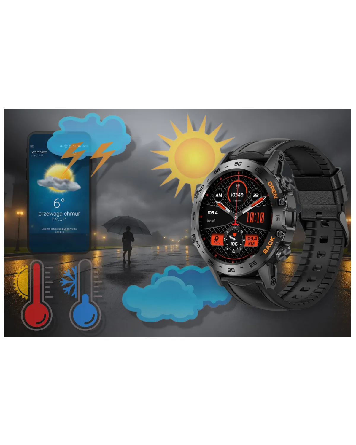 SMARTWATCH MĘSKI GRAVITY GT9-5 - WYKONYWANIE POŁĄCZEŃ, CIŚNIENIOMIERZ (sg021e)