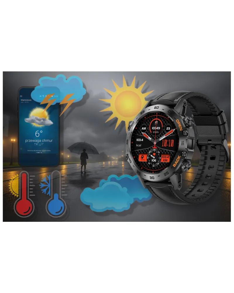 SMARTWATCH MĘSKI GRAVITY GT9-5 - WYKONYWANIE POŁĄCZEŃ, CIŚNIENIOMIERZ (sg021e)