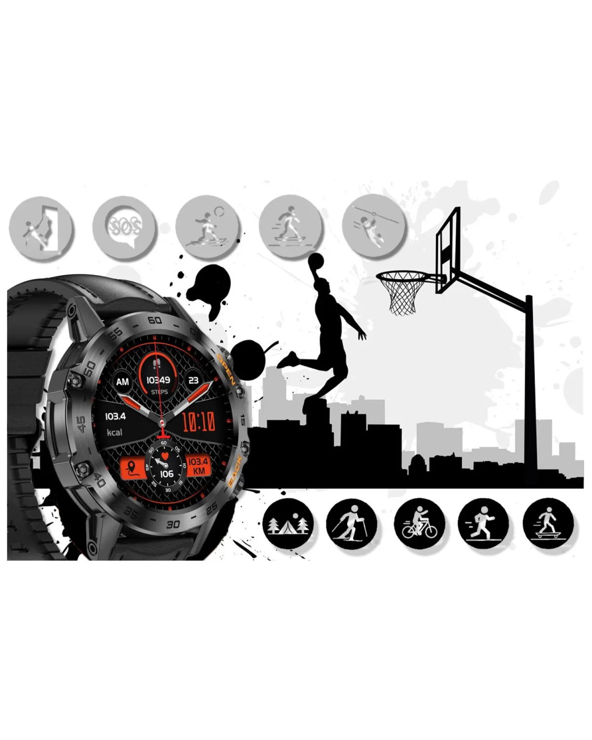 SMARTWATCH MĘSKI GRAVITY GT9-5 - WYKONYWANIE POŁĄCZEŃ, CIŚNIENIOMIERZ (sg021e)