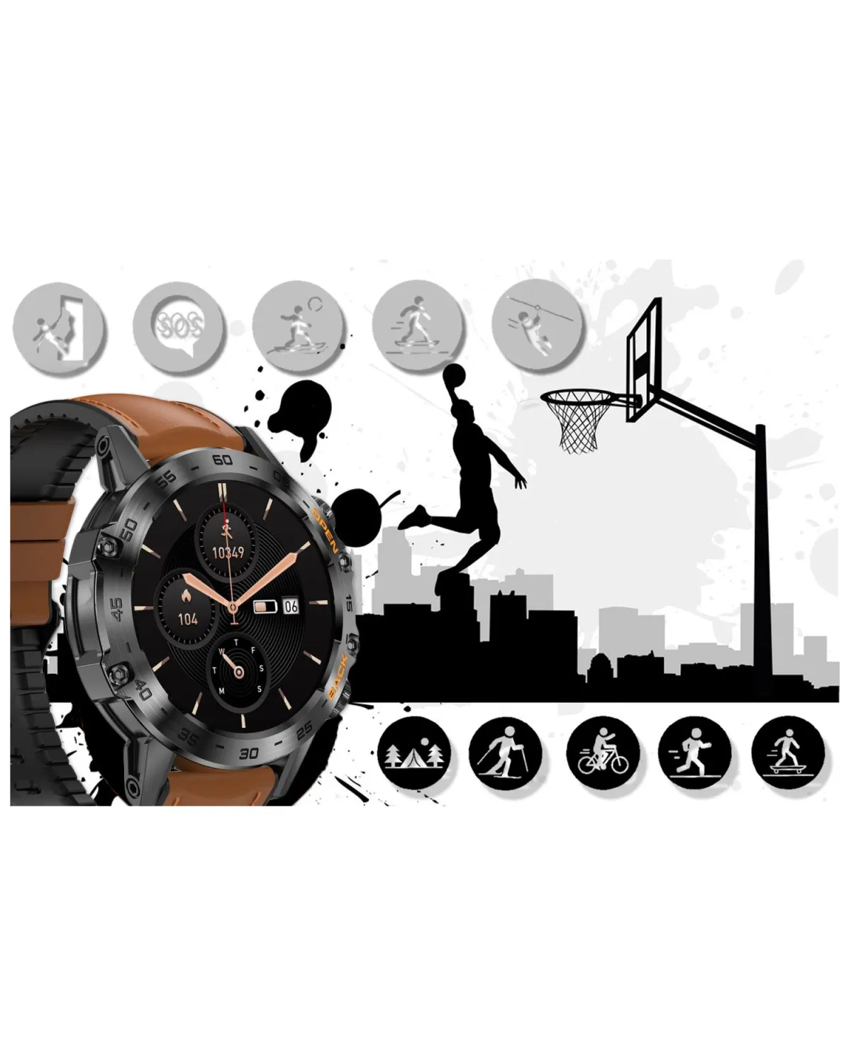 SMARTWATCH MĘSKI GRAVITY GT9-7 - WYKONYWANIE POŁĄCZEŃ, CIŚNIENIOMIERZ (sg021g) SMARTWATCH MĘSKI GRAVITY GT9-7 - WYKONYWANIE POŁĄCZEŃ, CIŚNIENIOMIERZ (sg021g)