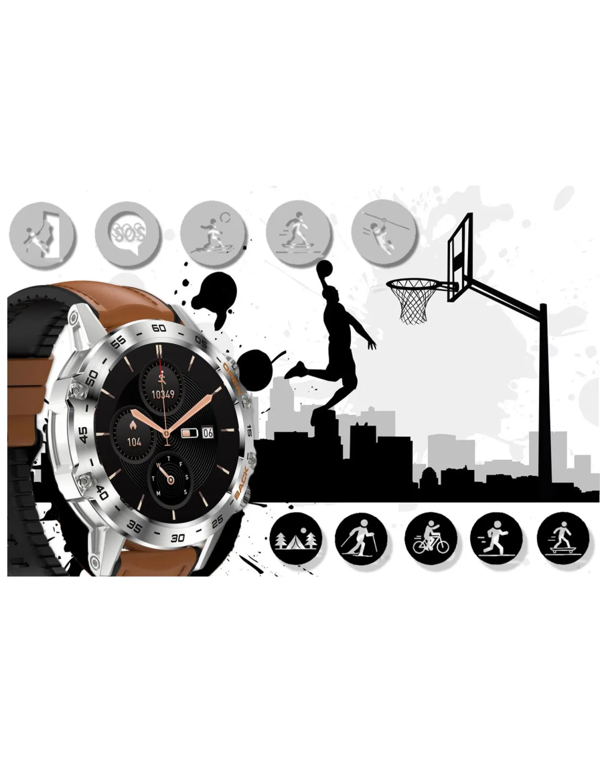 SMARTWATCH MĘSKI GRAVITY GT9-8 - WYKONYWANIE POŁĄCZEŃ, CIŚNIENIOMIERZ (sg021h) SMARTWATCH MĘSKI GRAVITY GT9-8 - WYKONYWANIE POŁĄCZEŃ, CIŚNIENIOMIERZ (sg021h)