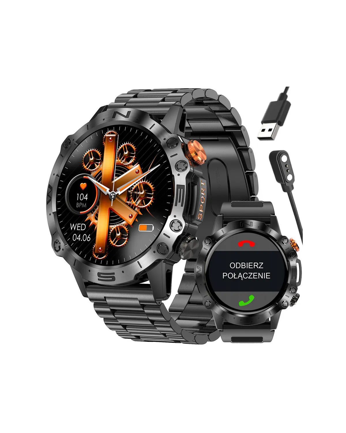 SMARTWATCH MĘSKI GRAVITY GT20-1 - AMOLED, DODATKOWY PASEK (sg024a)