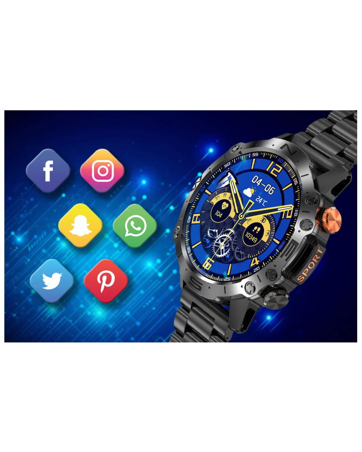 SMARTWATCH MĘSKI GRAVITY GT20-1 - AMOLED, DODATKOWY PASEK (sg024a)