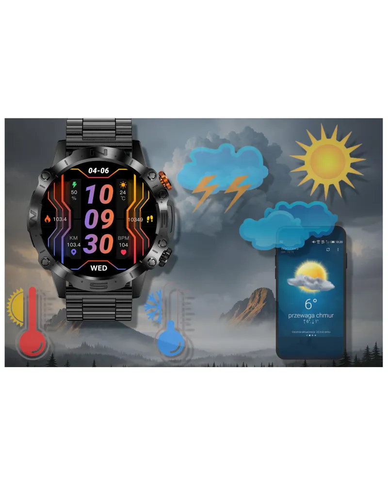 SMARTWATCH MĘSKI GRAVITY GT20-1 - AMOLED, DODATKOWY PASEK (sg024a)