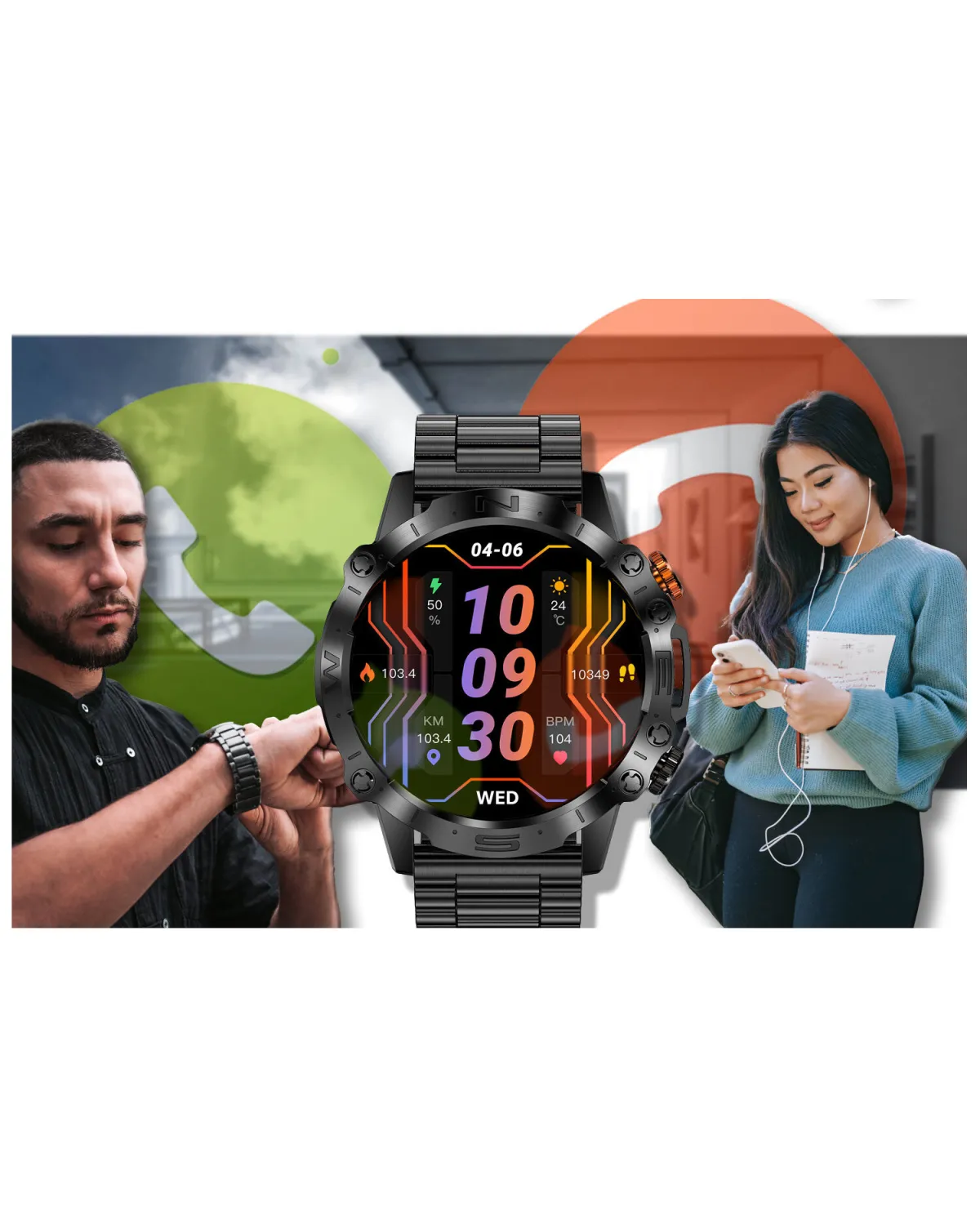 SMARTWATCH MĘSKI GRAVITY GT20-1 - AMOLED, DODATKOWY PASEK (sg024a)