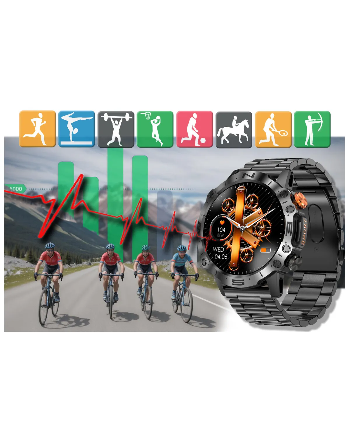 SMARTWATCH MĘSKI GRAVITY GT20-1 - AMOLED, DODATKOWY PASEK (sg024a)