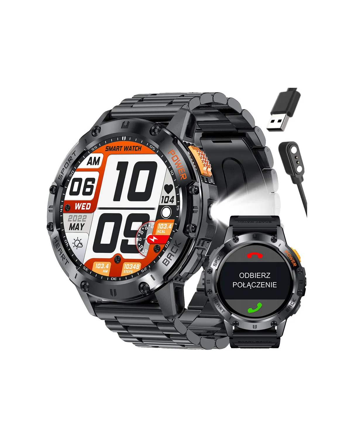 SMARTWATCH MĘSKI GRAVITY GT22-1 - AMOLED, DODATKOWY PASEK (sg030a)
