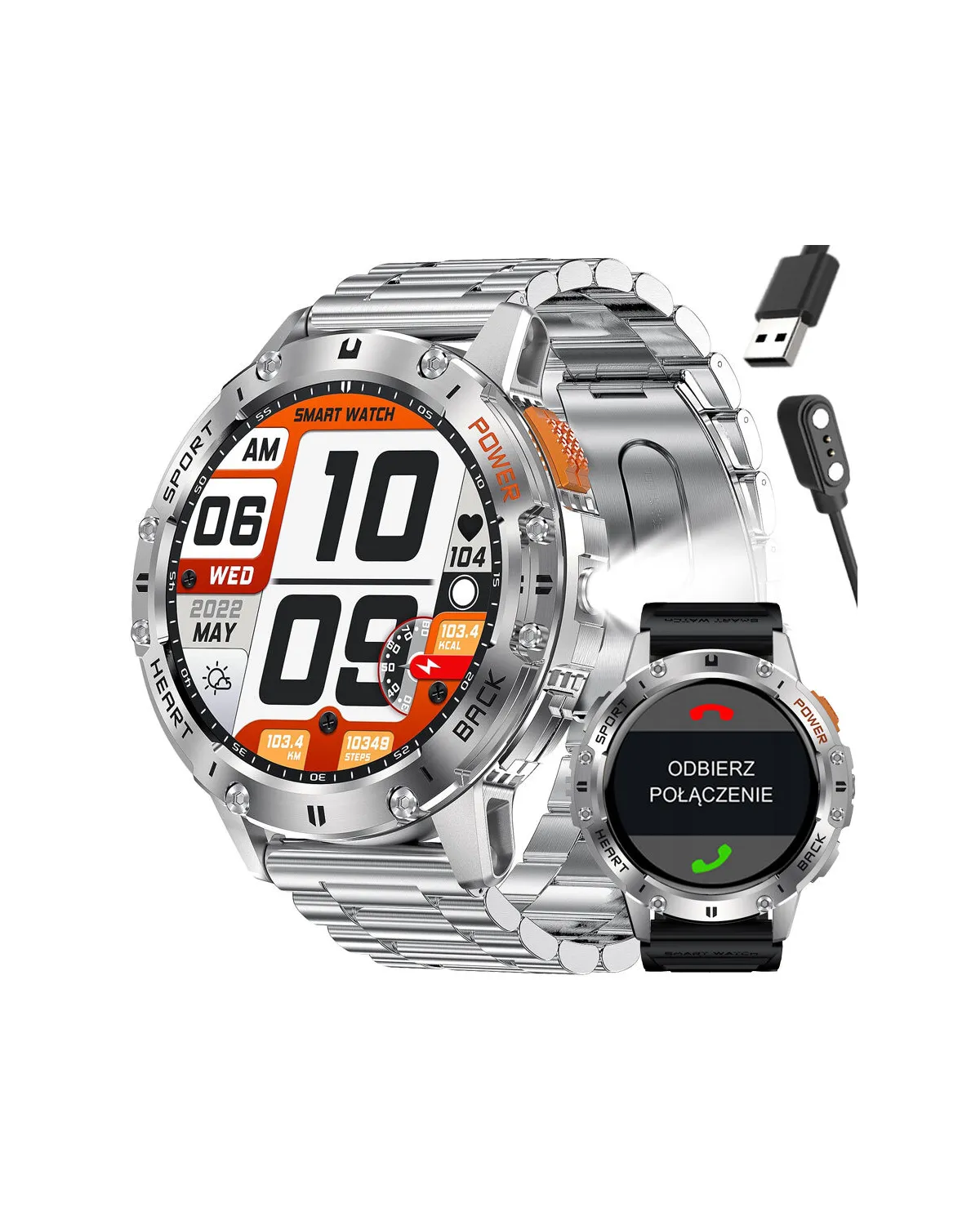 SMARTWATCH MĘSKI GRAVITY GT22-2 - AMOLED, DODATKOWY PASEK (sg030b)