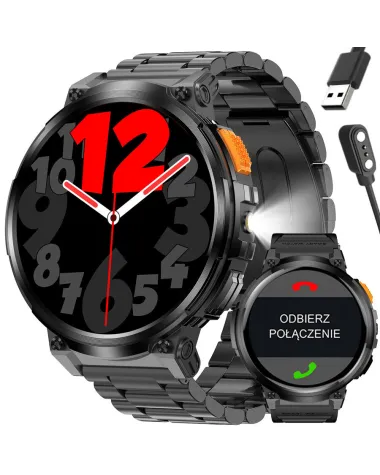SMARTWATCH MĘSKI GRAVITY GT23-1 - LATARKA, DODATKOWY PASEK  (sg031a)