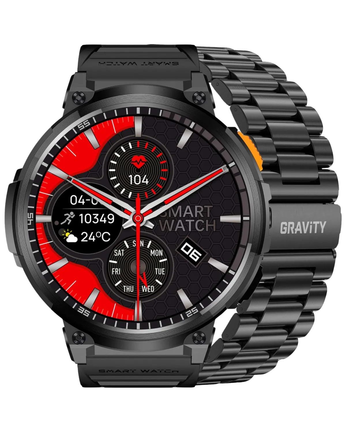 SMARTWATCH MĘSKI GRAVITY GT23-1 - LATARKA, DODATKOWY PASEK  (sg031a)