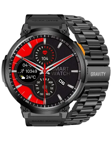 SMARTWATCH MĘSKI GRAVITY GT23-1 - LATARKA, DODATKOWY PASEK  (sg031a)