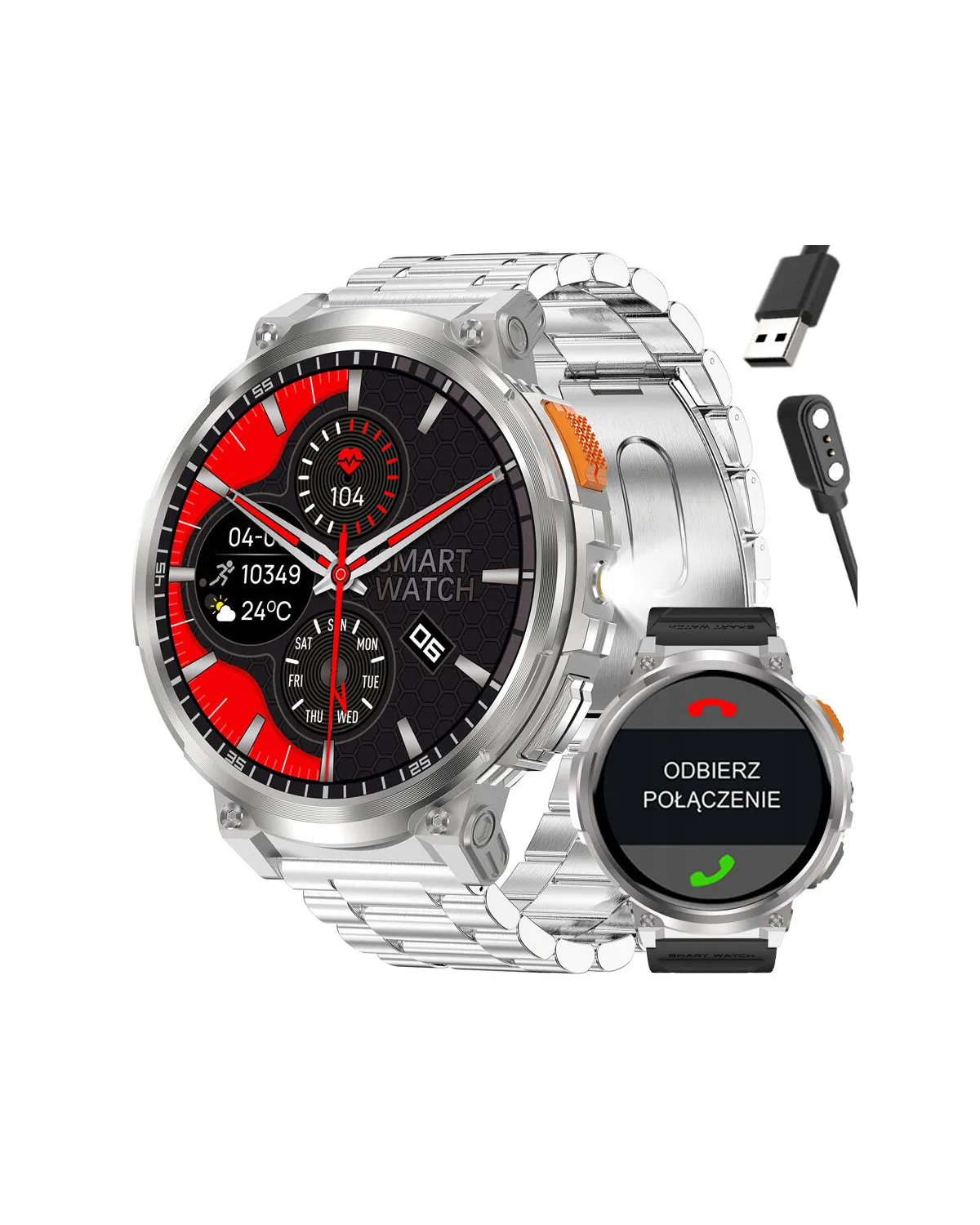 SMARTWATCH MĘSKI GRAVITY GT23-2 - LATARKA, DODATKOWY PASEK  (sg031b)
