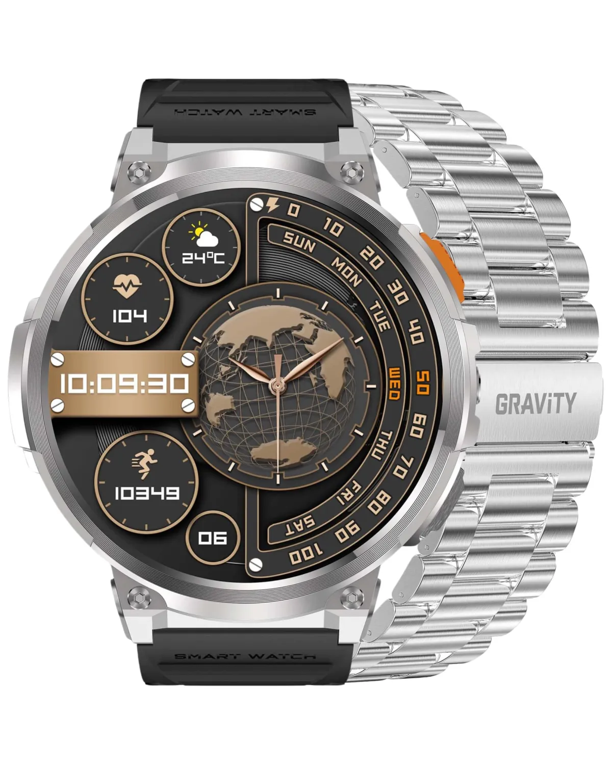 SMARTWATCH MĘSKI GRAVITY GT23-2 - LATARKA, DODATKOWY PASEK  (sg031b)
