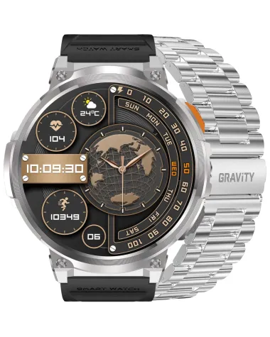 SMARTWATCH MĘSKI GRAVITY GT23-2 - LATARKA, DODATKOWY PASEK  (sg031b)