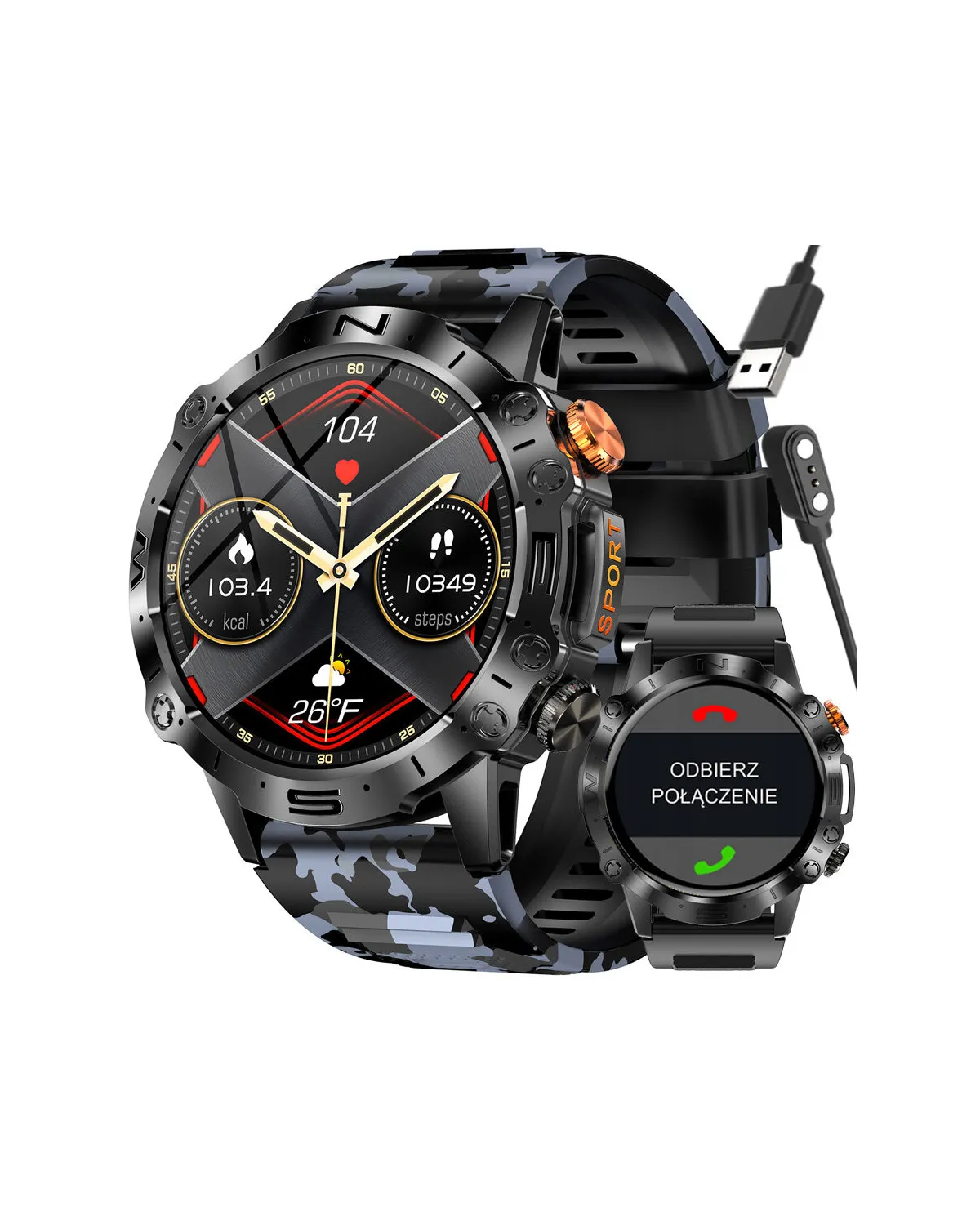 SMARTWATCH MĘSKI GRAVITY GT20-5 - AMOLED, DODATKOWY PASEK (sg024e)