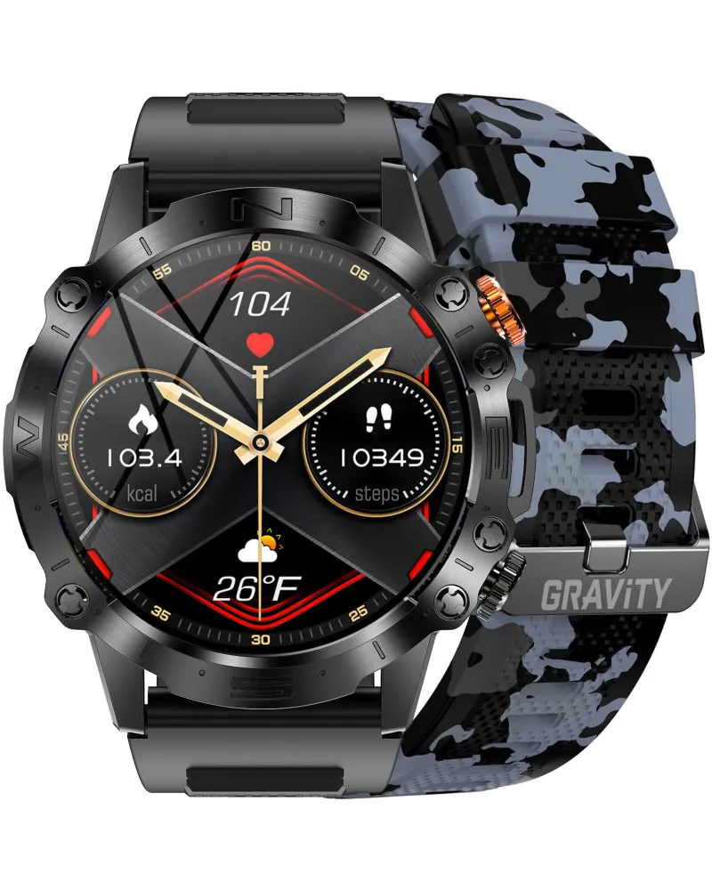 SMARTWATCH MĘSKI GRAVITY GT20-5 - AMOLED, DODATKOWY PASEK (sg024e)