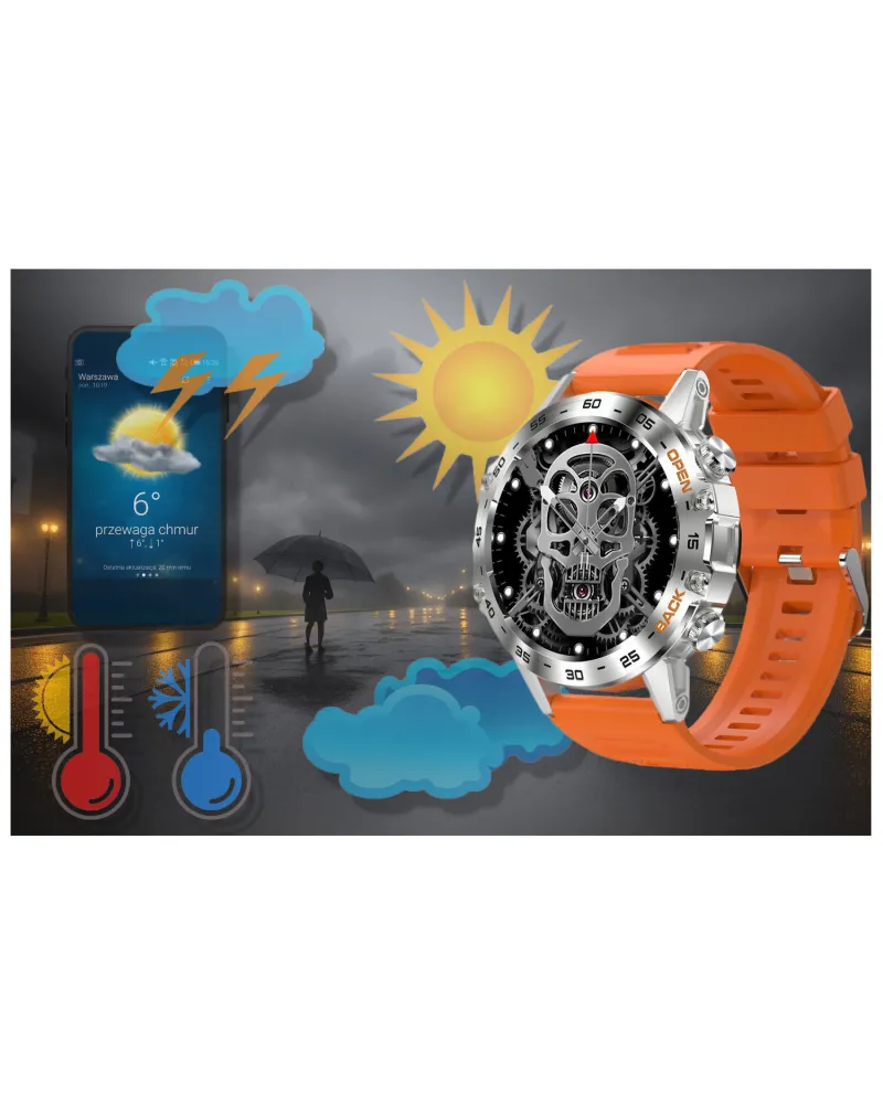 SMARTWATCH MĘSKI GRAVITY GT9-9- WYKONYWANIE POŁĄCZEŃ, CIŚNIENIOMIERZ (sg021i)