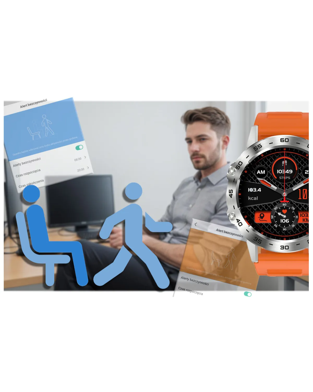 SMARTWATCH MĘSKI GRAVITY GT9-9- WYKONYWANIE POŁĄCZEŃ, CIŚNIENIOMIERZ (sg021i)