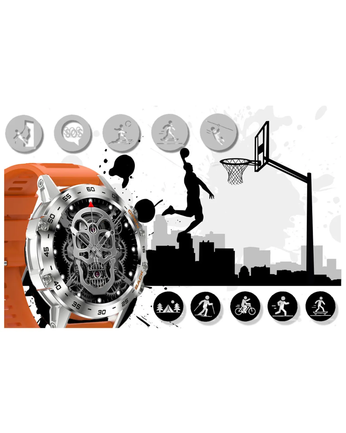SMARTWATCH MĘSKI GRAVITY GT9-9- WYKONYWANIE POŁĄCZEŃ, CIŚNIENIOMIERZ (sg021i)