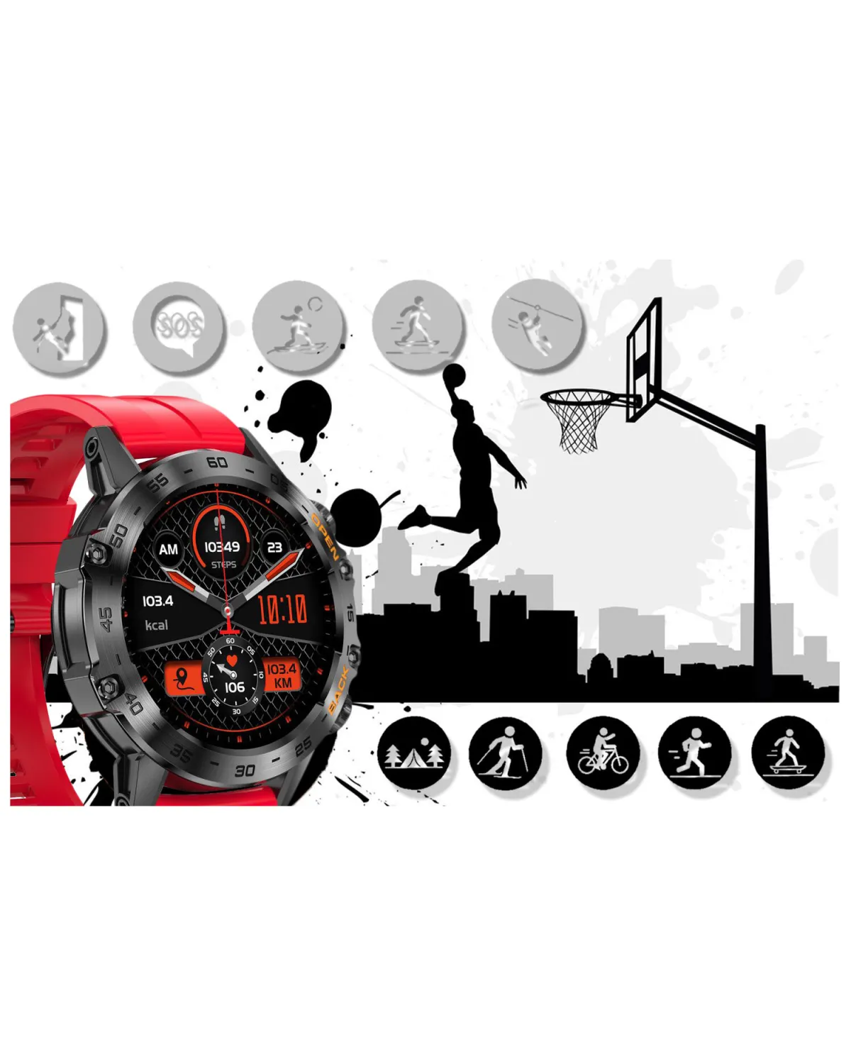 SMARTWATCH MĘSKI GRAVITY GT9-11 - WYKONYWANIE POŁĄCZEŃ, CIŚNIENIOMIERZ (sg021k)