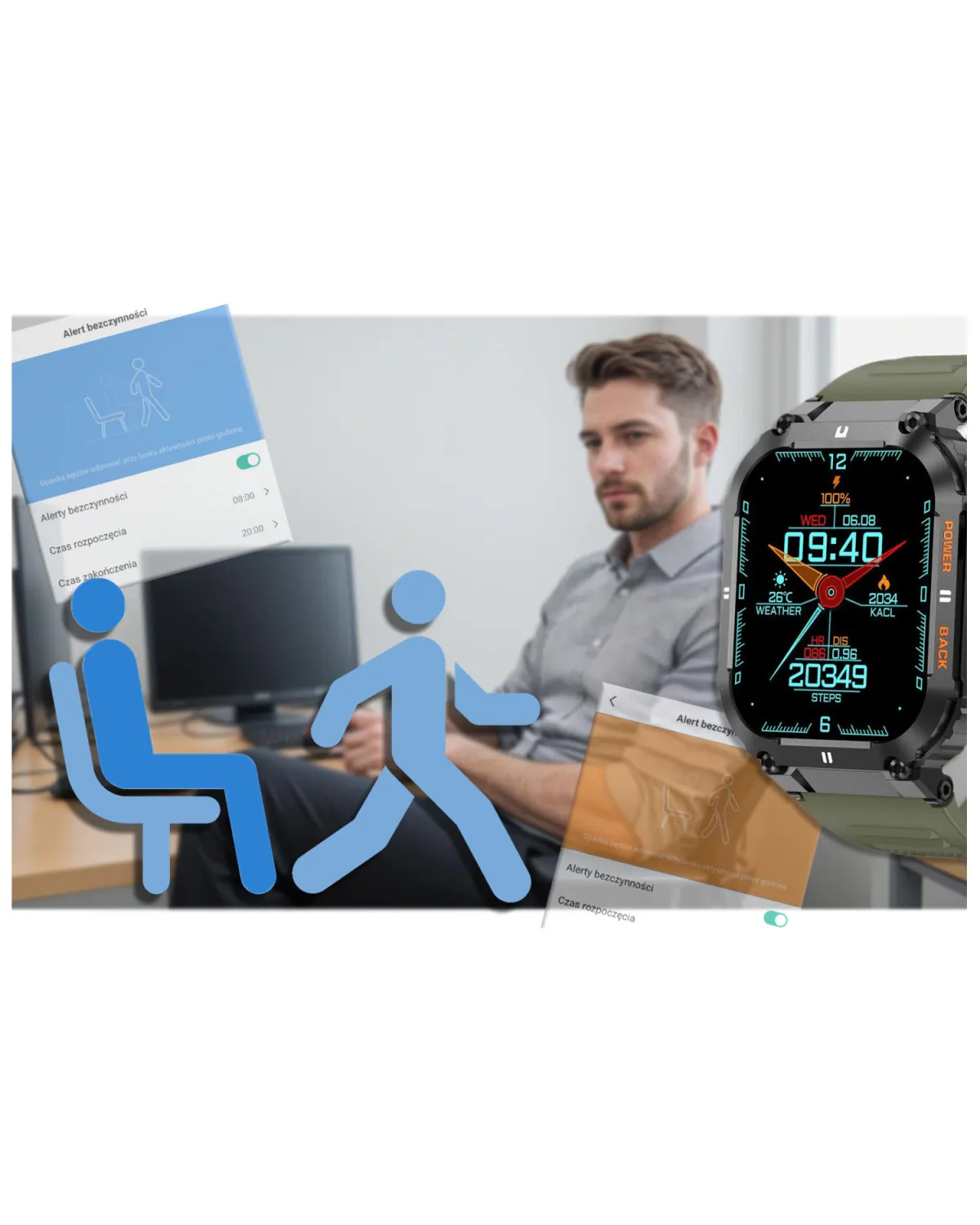 SMARTWATCH MĘSKI GRAVITY GT6-6 - WYKONYWANIE POŁĄCZEŃ, MONITOR SNU (sg020f)