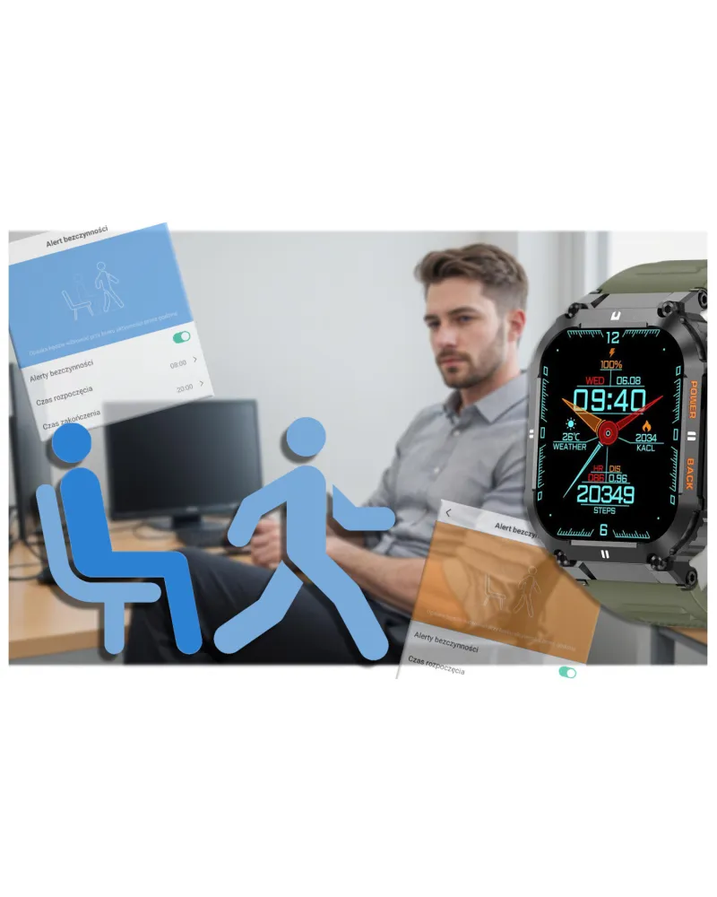 SMARTWATCH MĘSKI GRAVITY GT6-6 - WYKONYWANIE POŁĄCZEŃ, MONITOR SNU (sg020f)