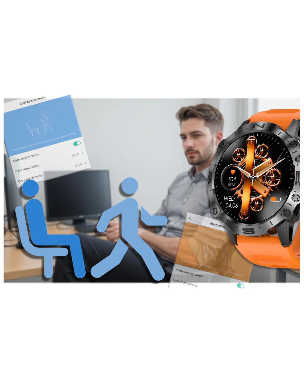 SMARTWATCH MĘSKI GRAVITY GT20-3 - AMOLED, DODATKOWY PASEK (sg024c)