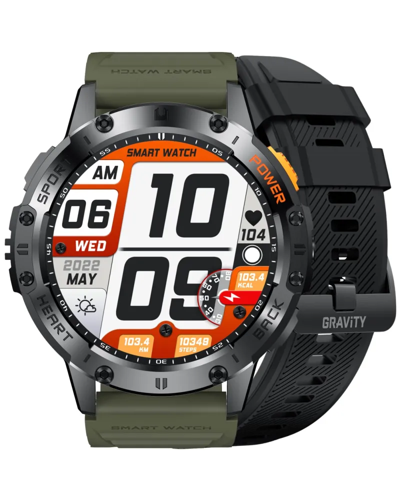 SMARTWATCH MĘSKI GRAVITY GT22-5 - AMOLED, DODATKOWY PASEK (sg030e)