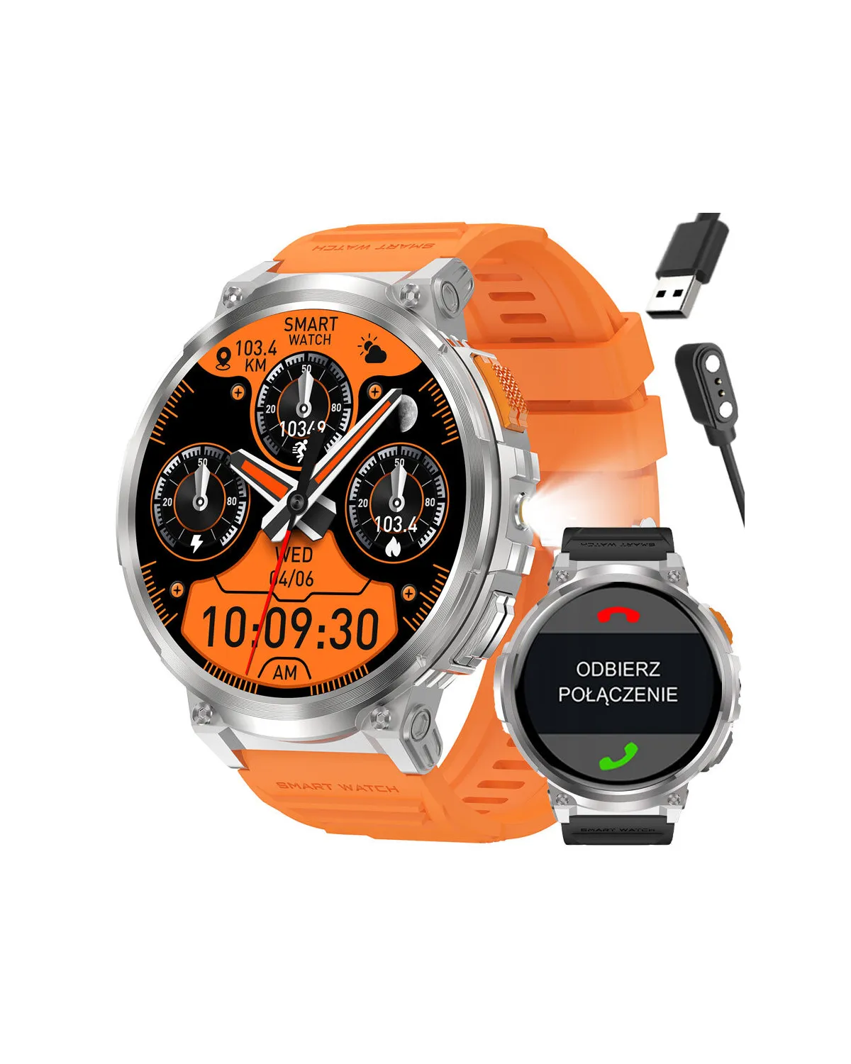 SMARTWATCH MĘSKI GRAVITY GT23-4 - LATARKA, DODATKOWY PASEK  (sg031d)