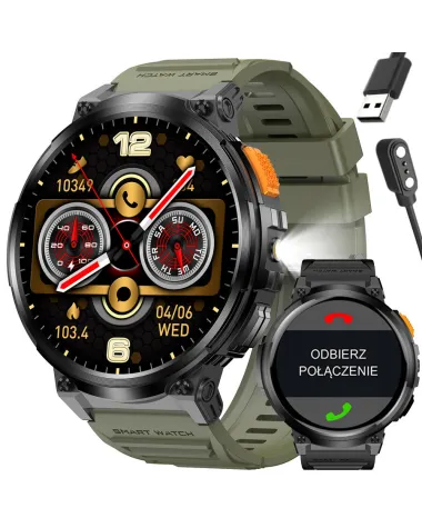 SMARTWATCH MĘSKI GRAVITY GT23-5 - LATARKA, DODATKOWY PASEK  (sg031e)