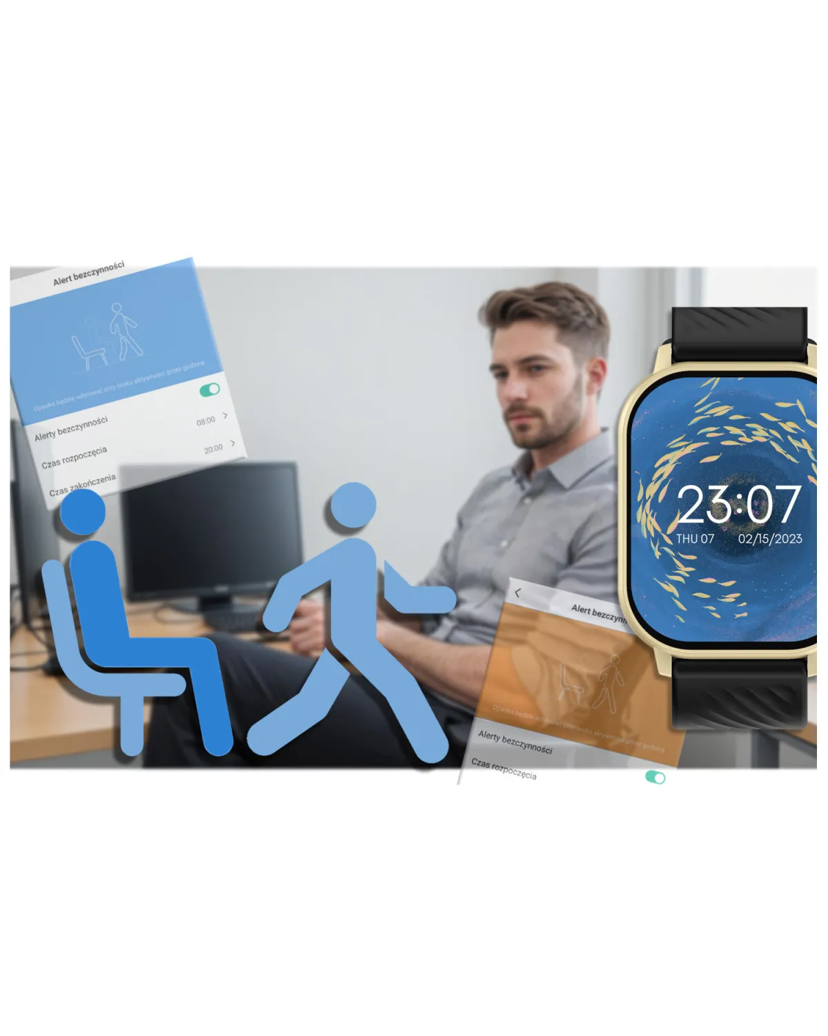 SMARTWATCH UNISEX GRAVITY GT15-6 - ROZMOWY BLUETOOTH, DODATKOWY PASEK (sg029f)