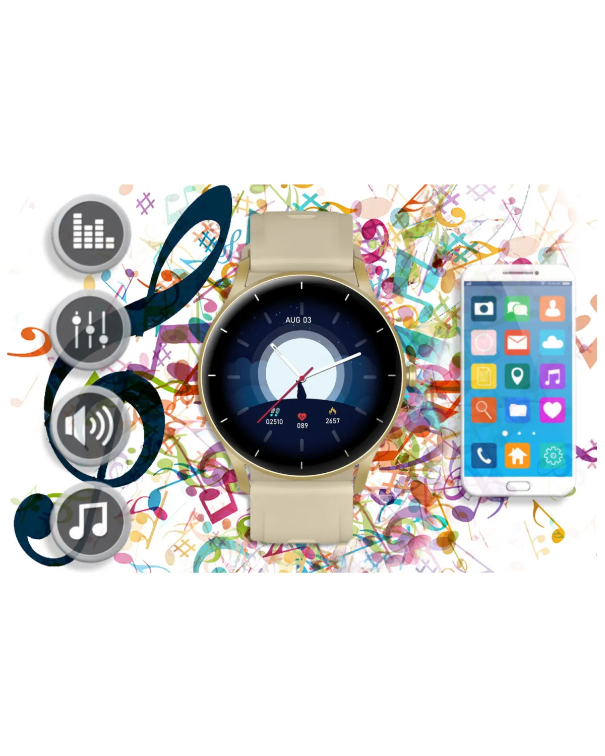 SMARTWATCH UNISEX GRAVITY GT2-4 - ROZMOWY BLUETOOTH, WŁASNE TARCZE (sg019d)