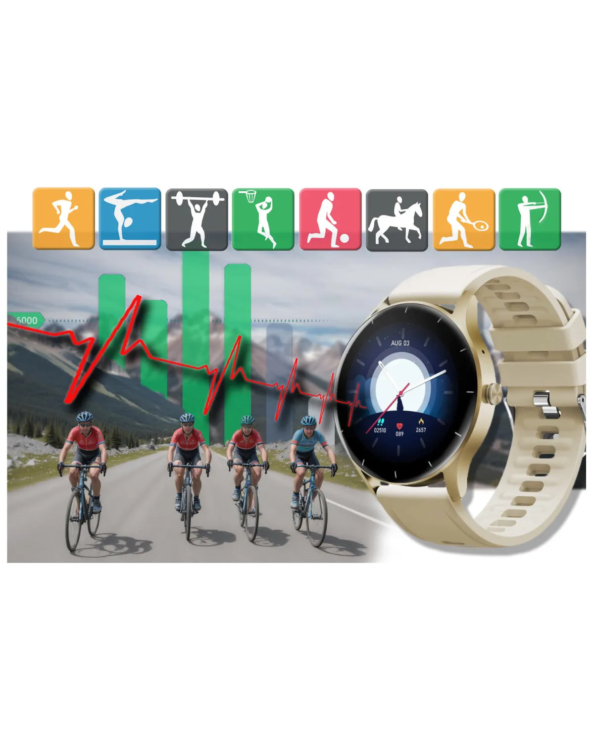 SMARTWATCH UNISEX GRAVITY GT2-4 - ROZMOWY BLUETOOTH, WŁASNE TARCZE (sg019d)