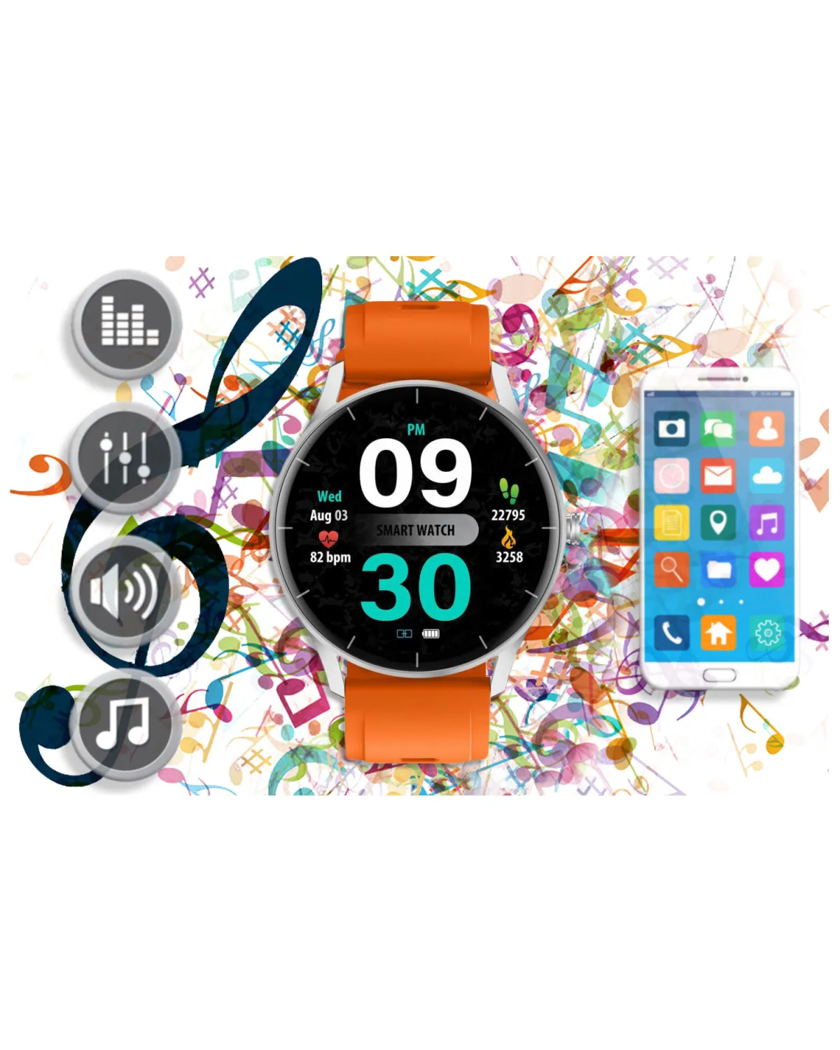 SMARTWATCH UNISEX GRAVITY GT2-8 - ROZMOWY BLUETOOTH, WŁASNE TARCZE (sg019h)