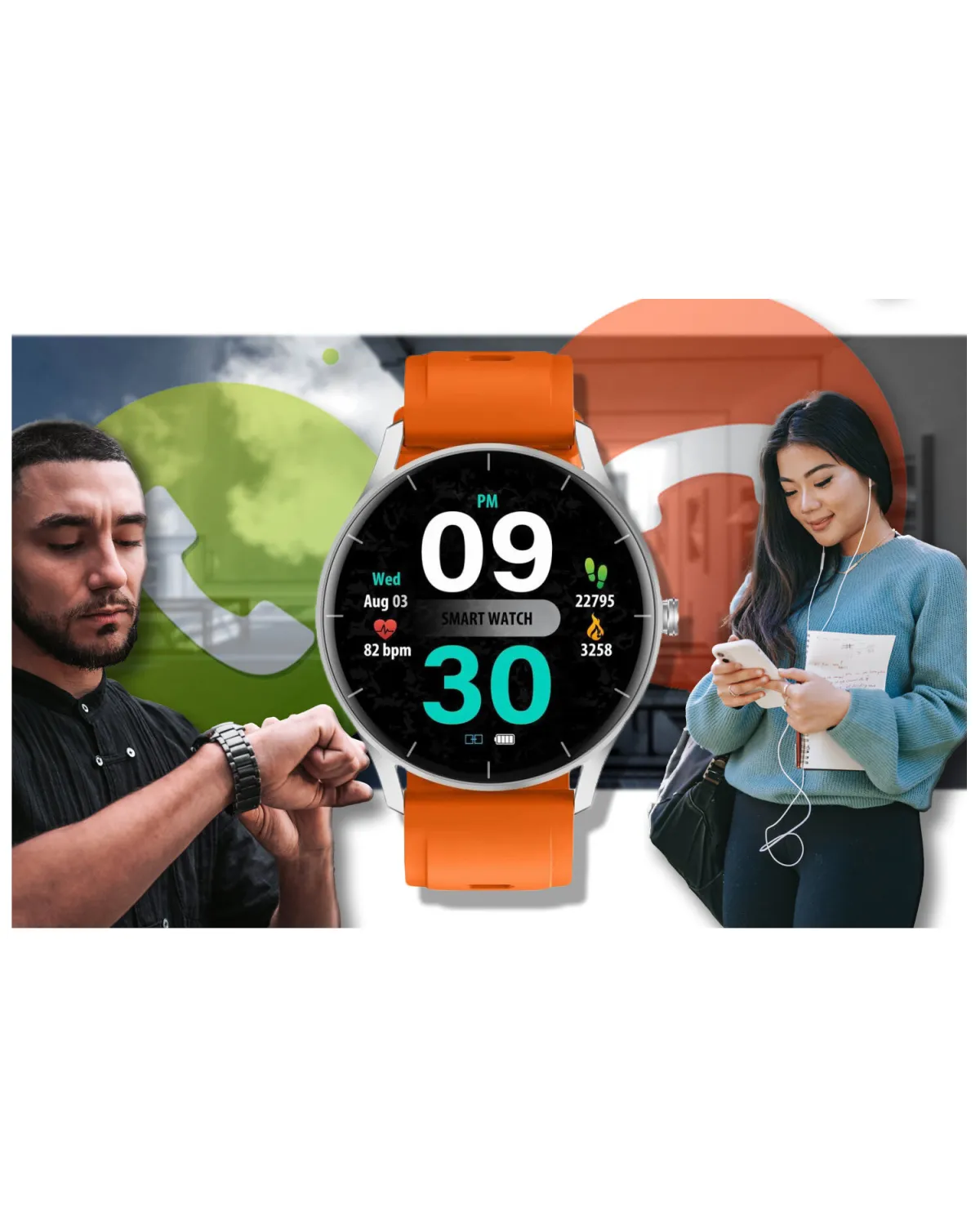 SMARTWATCH UNISEX GRAVITY GT2-8 - ROZMOWY BLUETOOTH, WŁASNE TARCZE (sg019h)