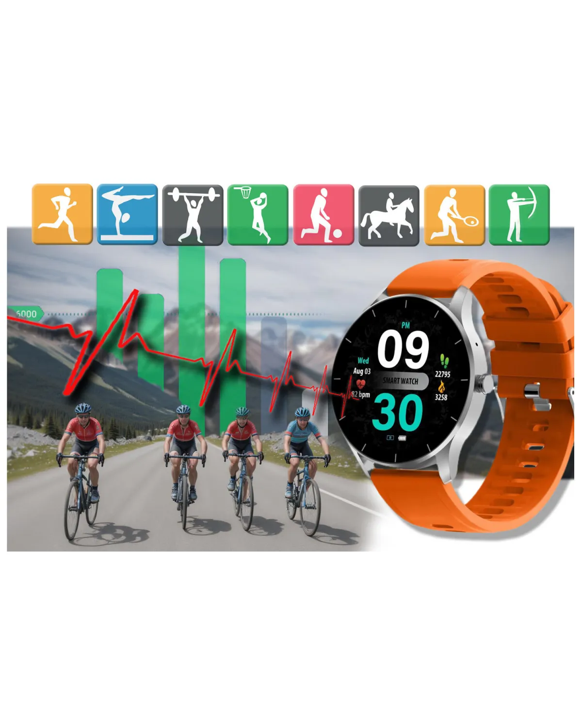 SMARTWATCH UNISEX GRAVITY GT2-8 - ROZMOWY BLUETOOTH, WŁASNE TARCZE (sg019h)