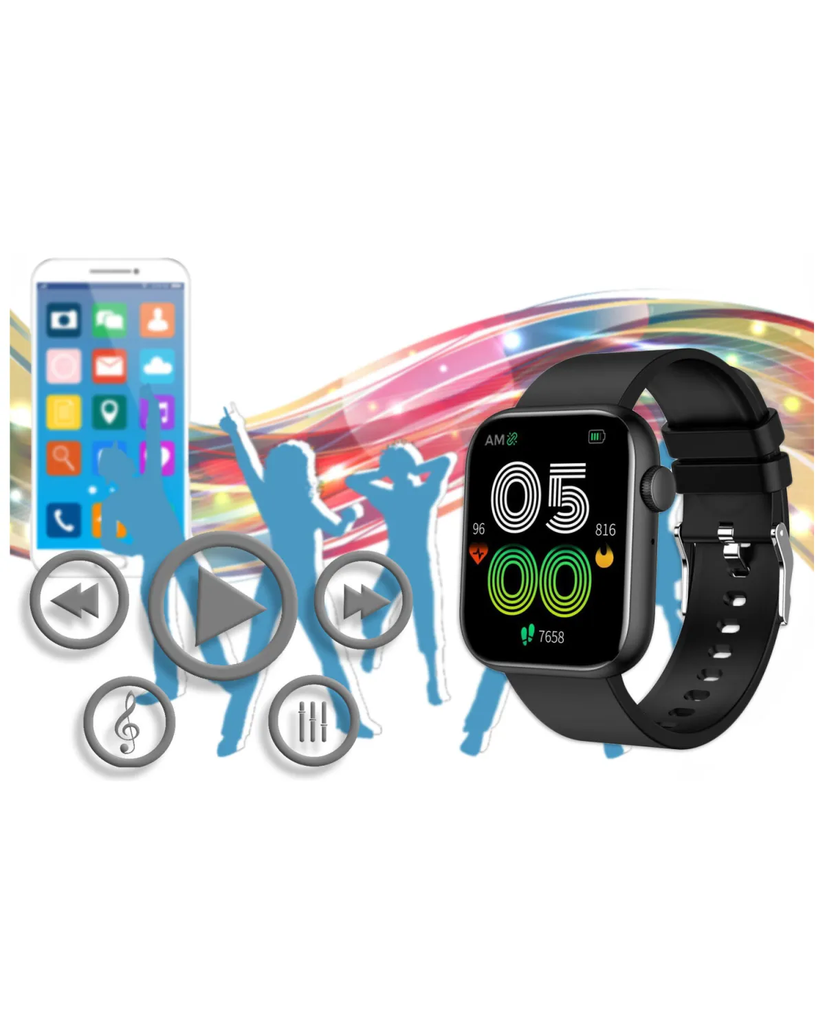SMARTWATCH UNISEX GRAVITY GT3-3 - ROZMOWY BLUETOOTH, WŁASNE TARCZE (sg022c)