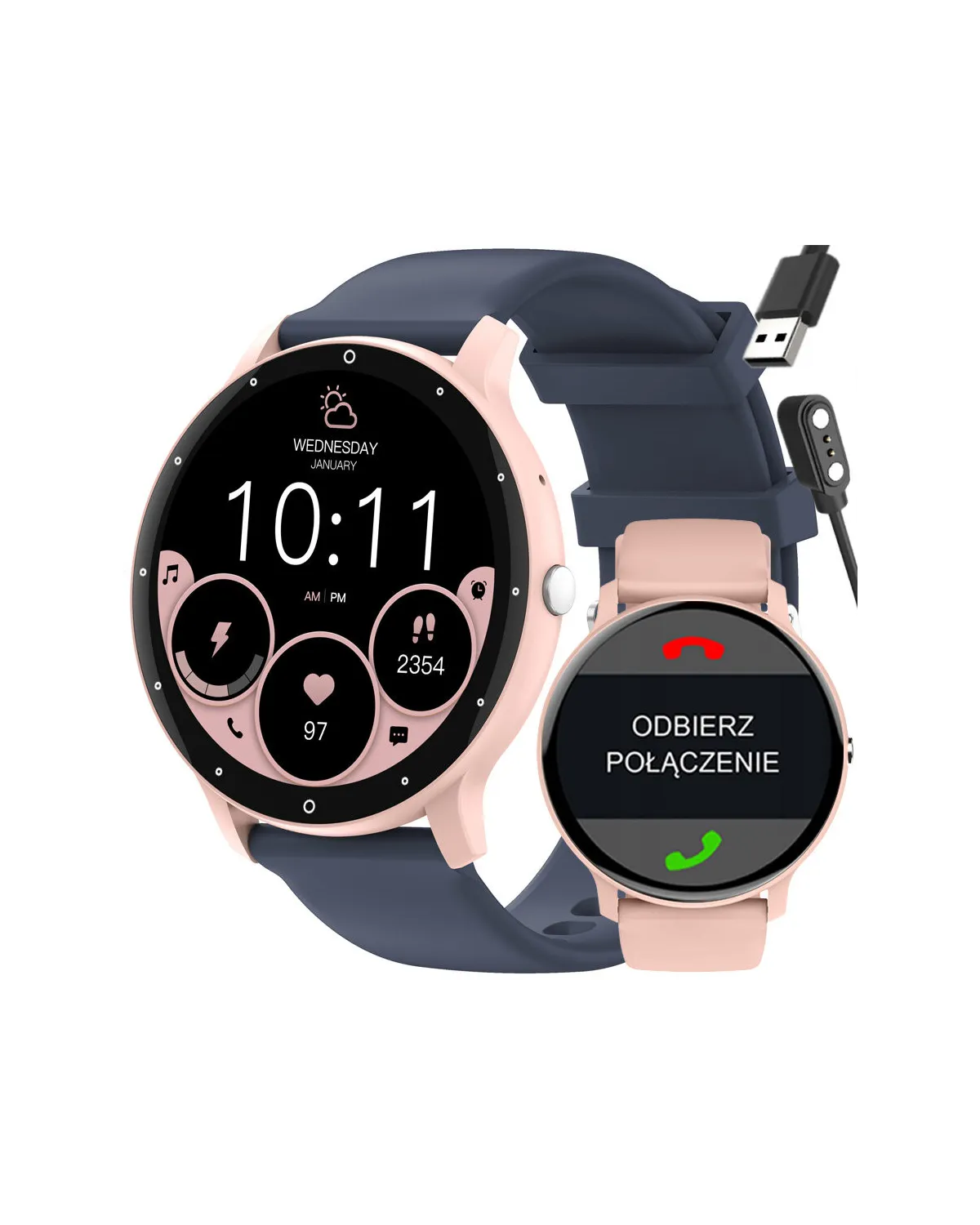 SMARTWATCH UNISEX GRAVITY GT1-7 PRO - ROZMOWY BLUETOOTH, DODATKOWY PASEK (sg027g)