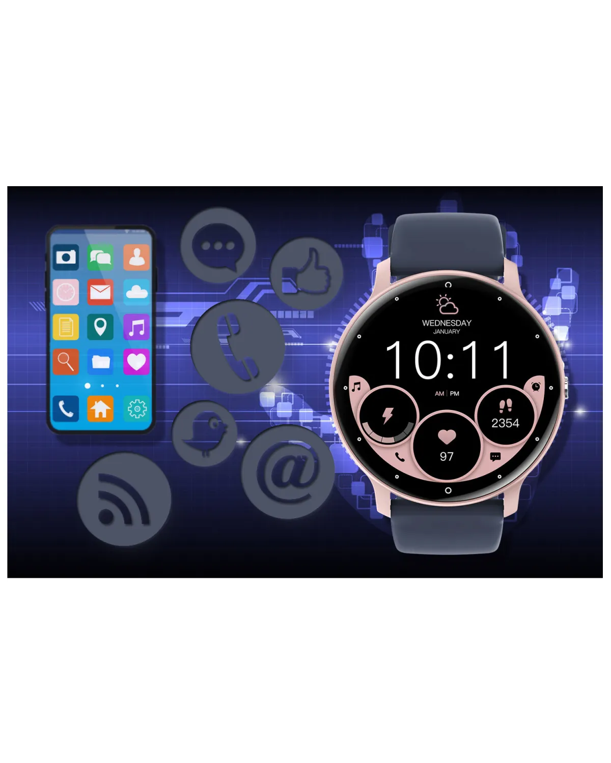 SMARTWATCH UNISEX GRAVITY GT1-7 PRO - ROZMOWY BLUETOOTH, DODATKOWY PASEK (sg027g)