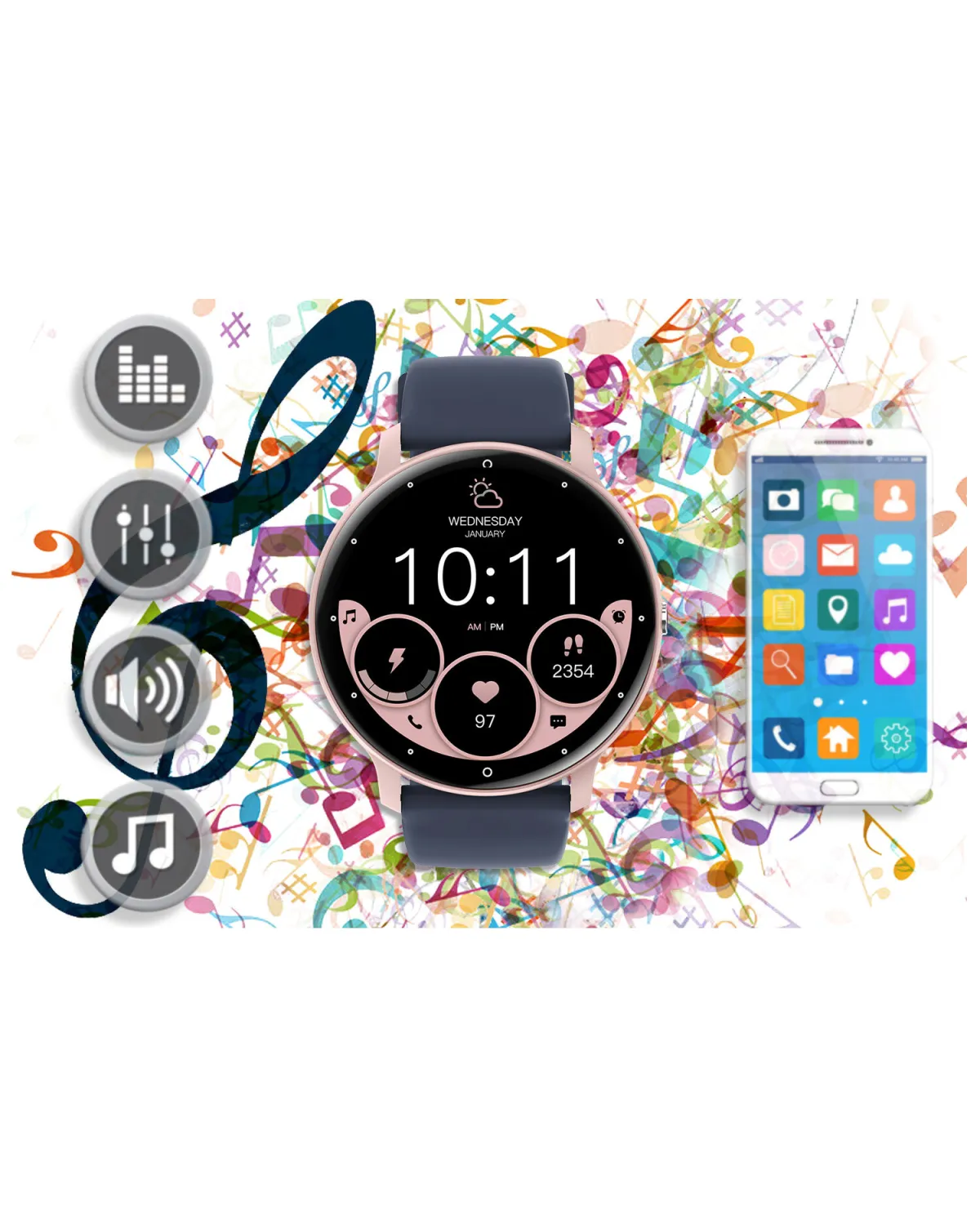 SMARTWATCH UNISEX GRAVITY GT1-7 PRO - ROZMOWY BLUETOOTH, DODATKOWY PASEK (sg027g)