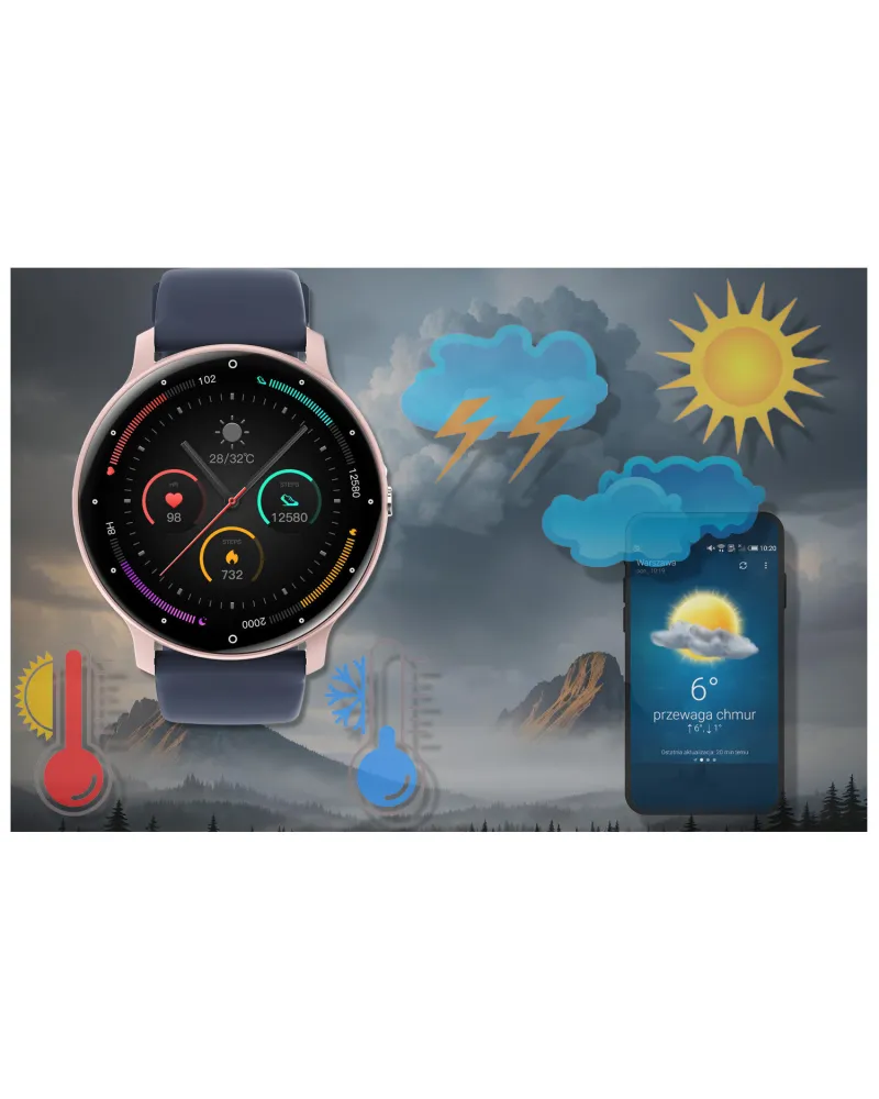 SMARTWATCH UNISEX GRAVITY GT1-7 PRO - ROZMOWY BLUETOOTH, DODATKOWY PASEK (sg027g)