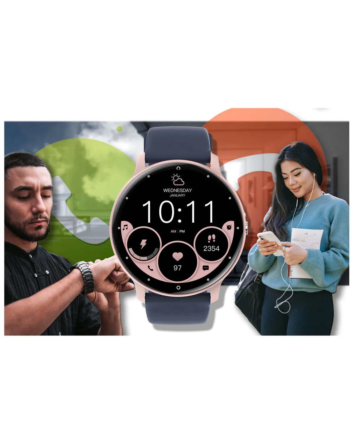 SMARTWATCH UNISEX GRAVITY GT1-7 PRO - ROZMOWY BLUETOOTH, DODATKOWY PASEK (sg027g)