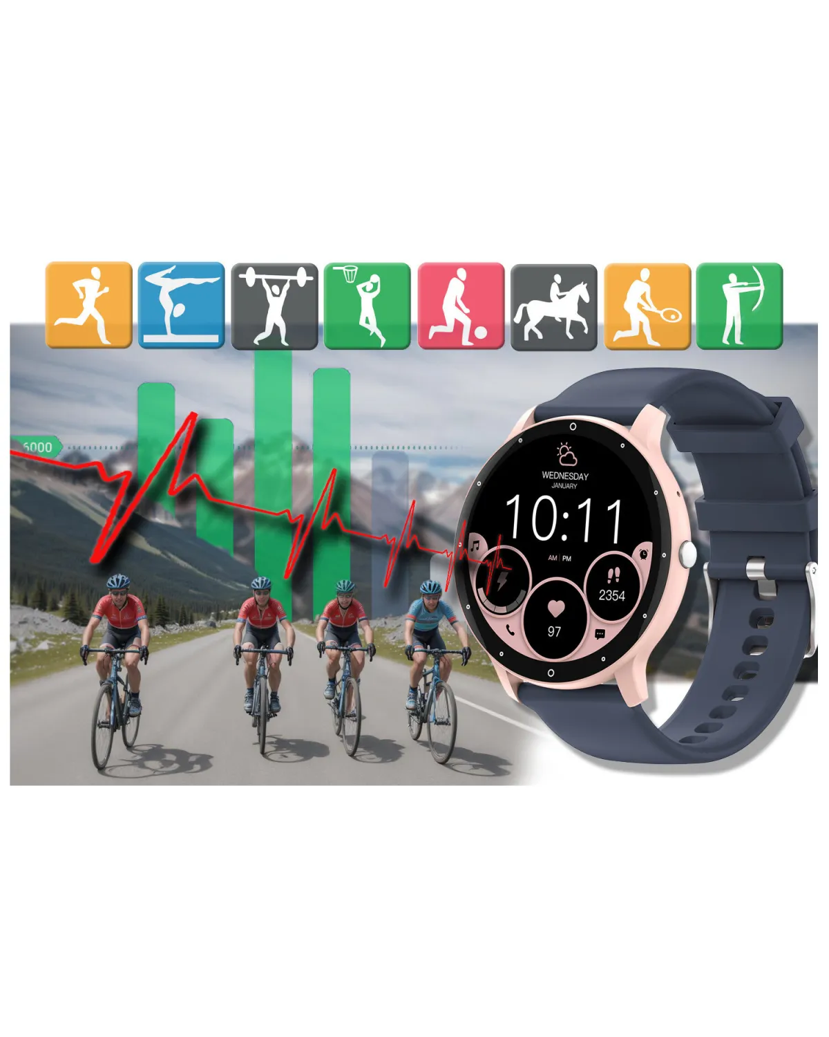 SMARTWATCH UNISEX GRAVITY GT1-7 PRO - ROZMOWY BLUETOOTH, DODATKOWY PASEK (sg027g)