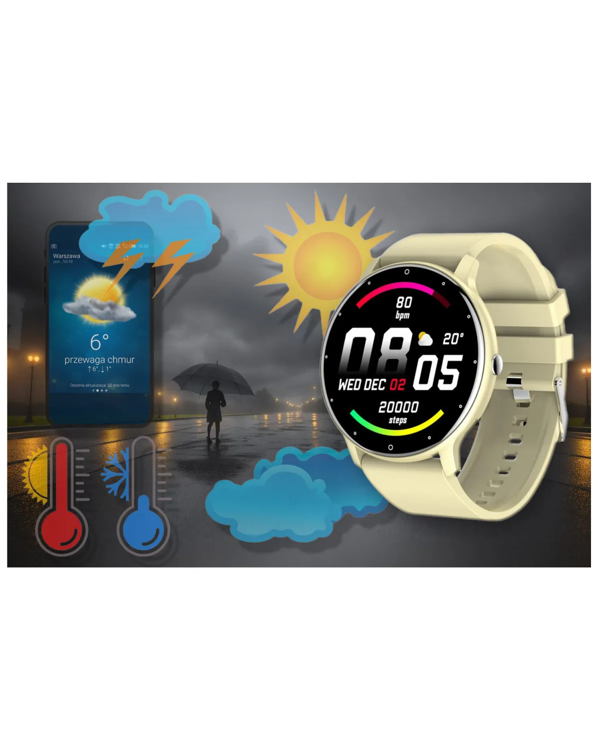 SMARTWATCH UNISEX GRAVITY GT1-6 - PULSOMETR, WŁASNE TARCZE (sg015f)