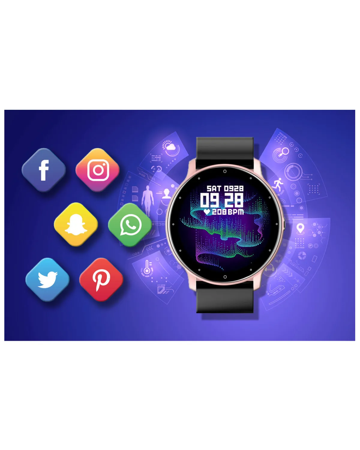 SMARTWATCH UNISEX GRAVITY GT1-2  PULSOMETR, WŁASNE TARCZE (sg015b)