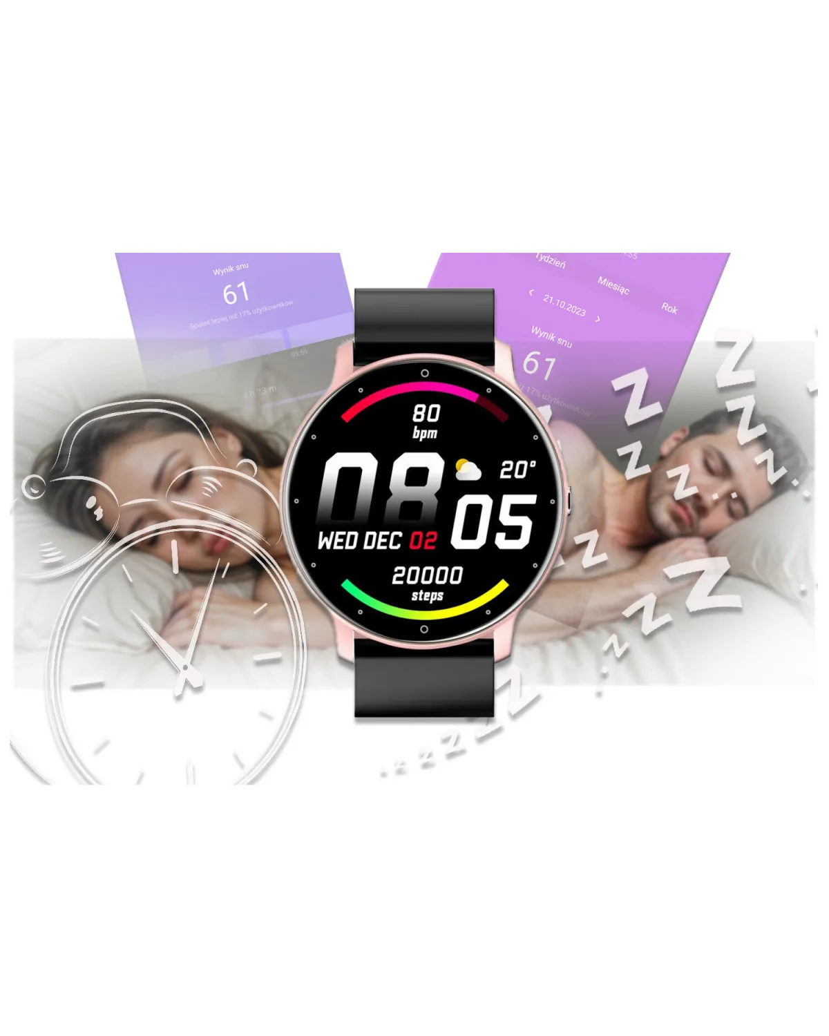 SMARTWATCH UNISEX GRAVITY GT1-2  PULSOMETR, WŁASNE TARCZE (sg015b)