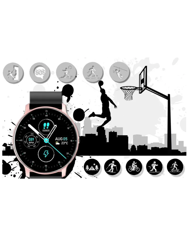 SMARTWATCH UNISEX GRAVITY GT1-2  PULSOMETR, WŁASNE TARCZE (sg015b)